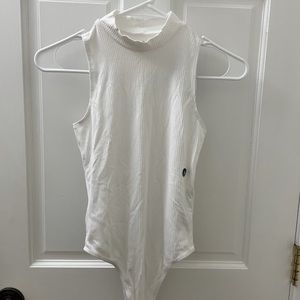 white hollister mockneck bodysuit